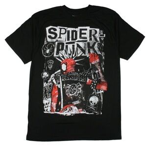 Marvel Spider Punk Men's Black and Red T-Shirt